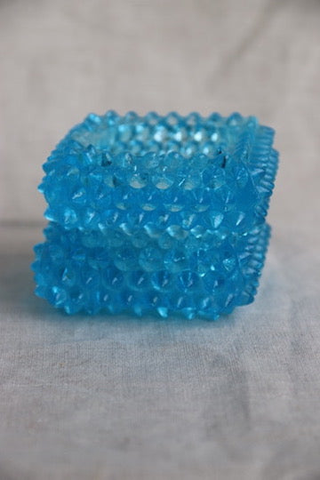 Set of Two Blue Glass Salt Cellars