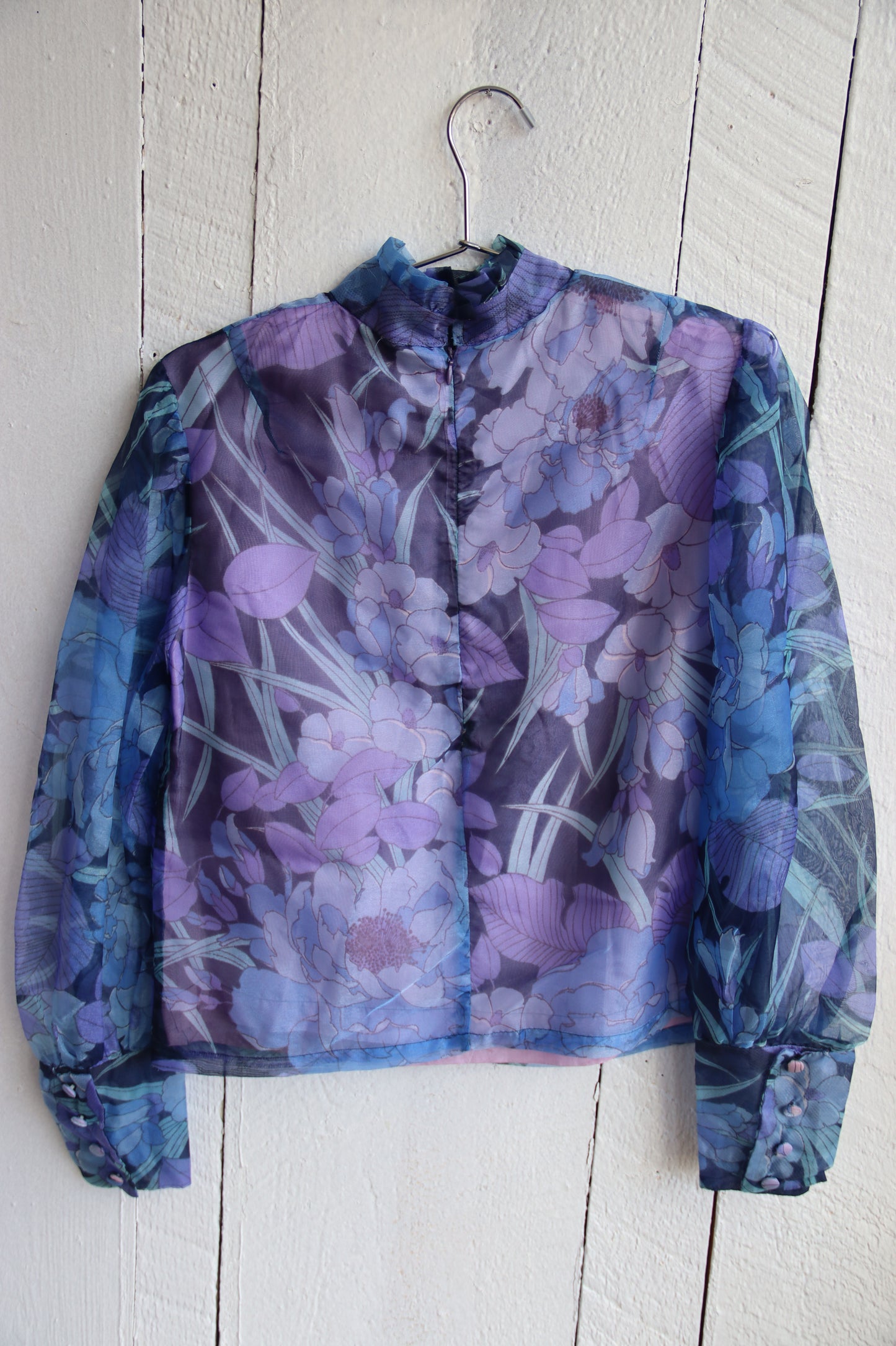 Vintage Handmade Blue Floral Top