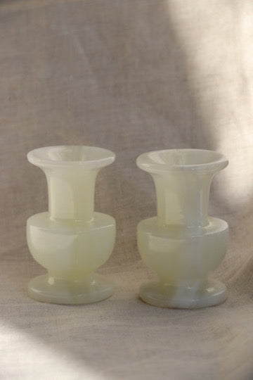Pair of Vintage Natural Onyx Candlesticks