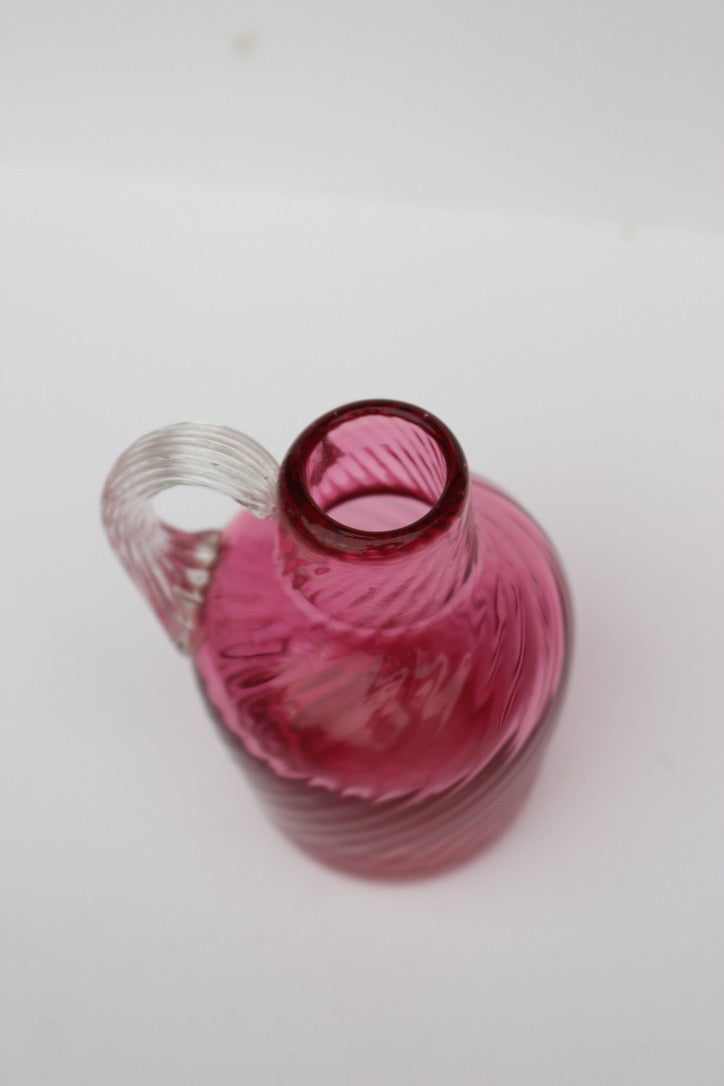 Mini hand blown maroon glass pitcher/vase