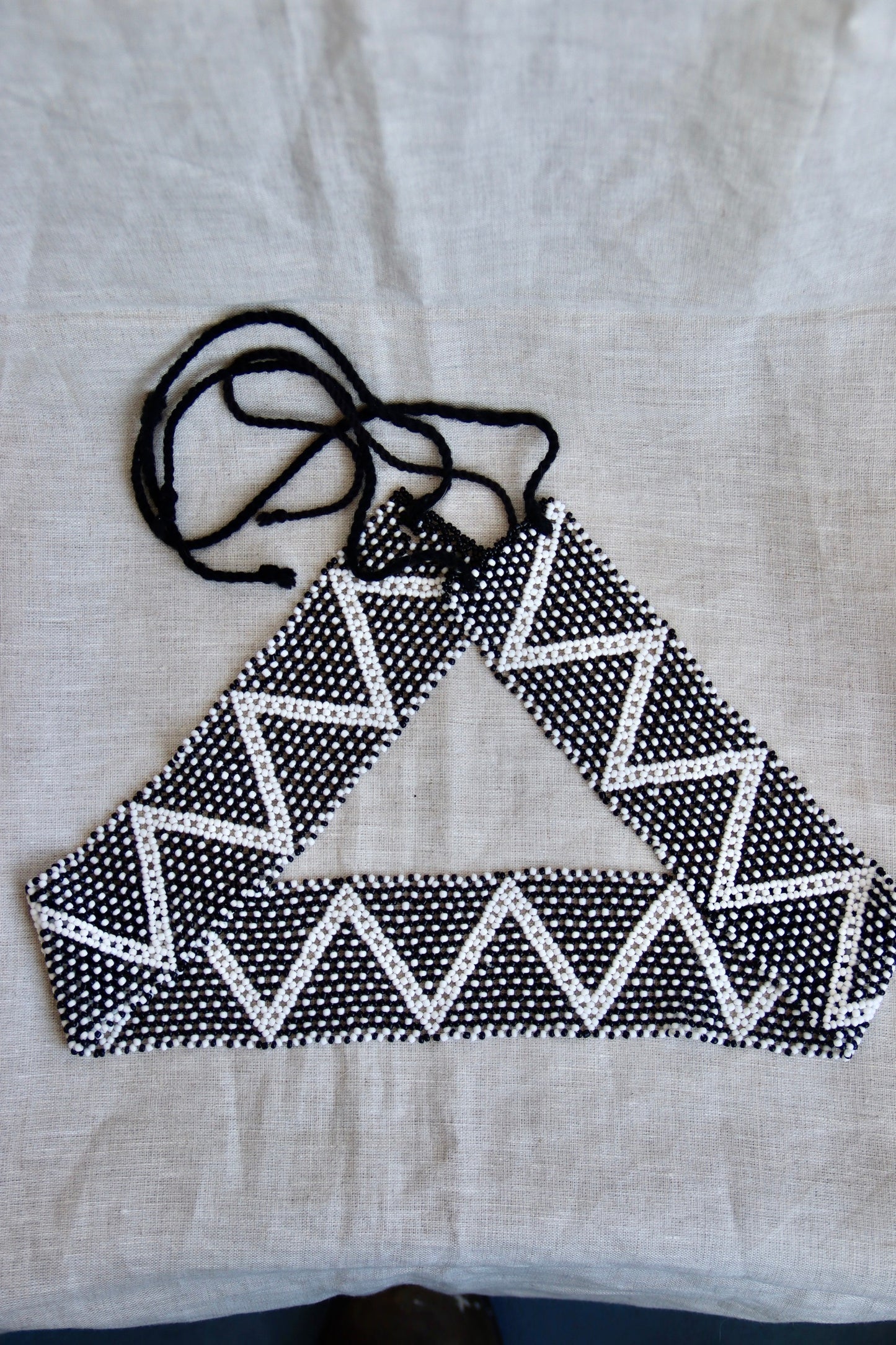 White and Black Beaded Belt