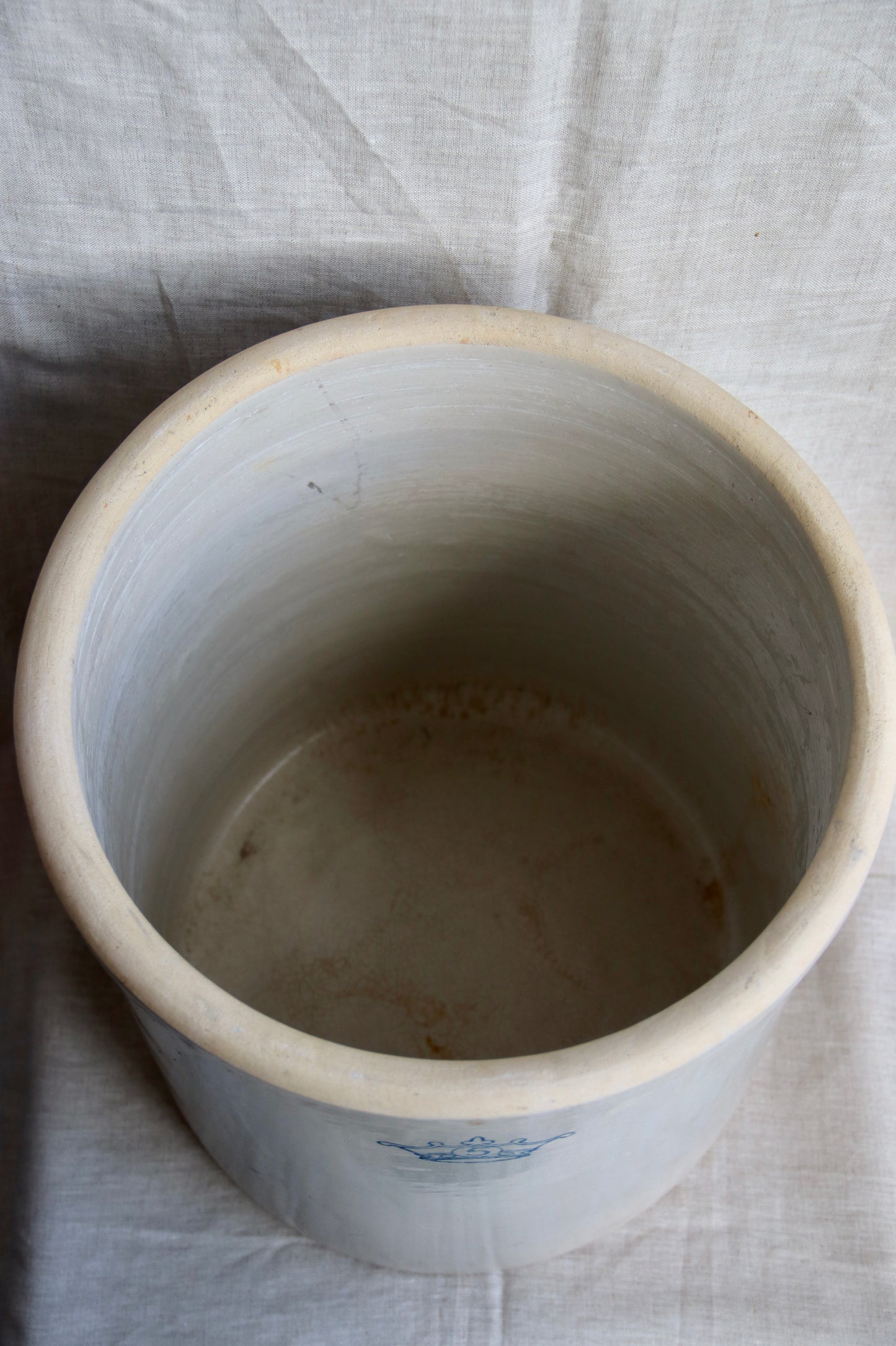 Vintage Large Robinson Crown Stoneware Container with Lid