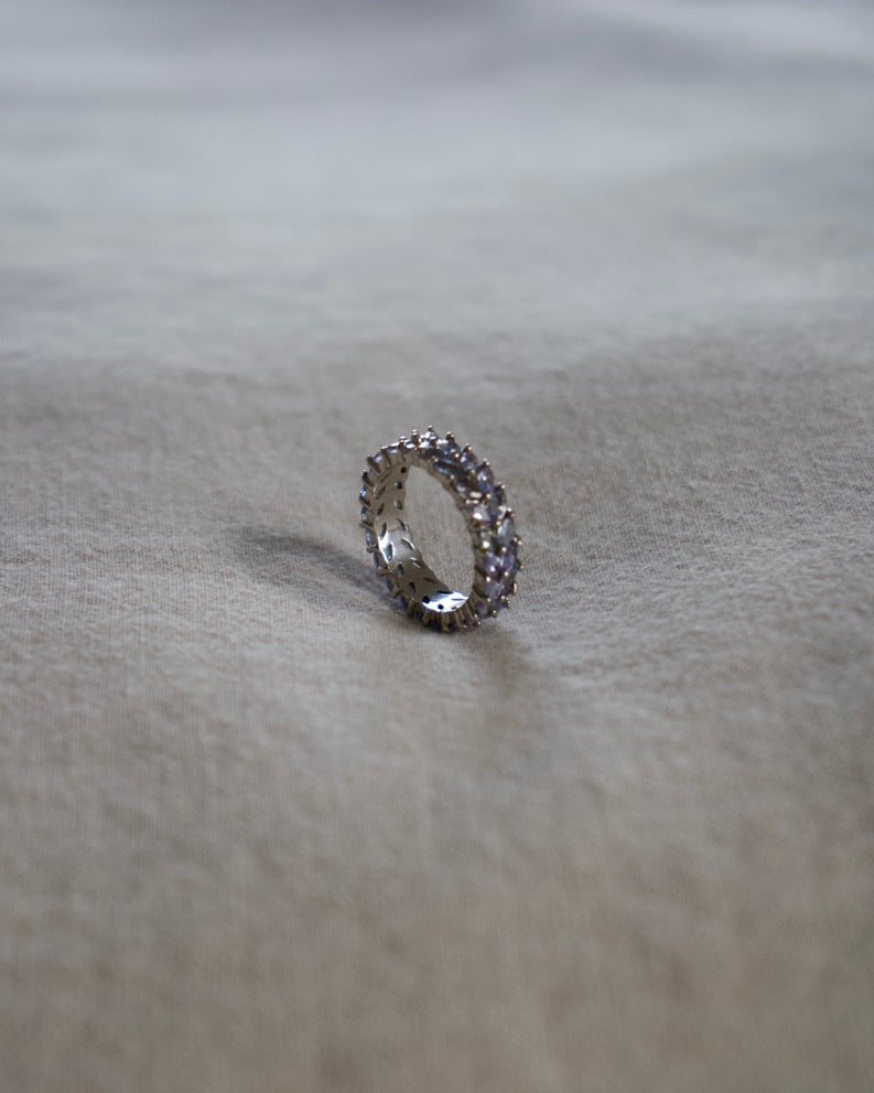 Sterling Silver Tanzanite Double Row Eternity Band