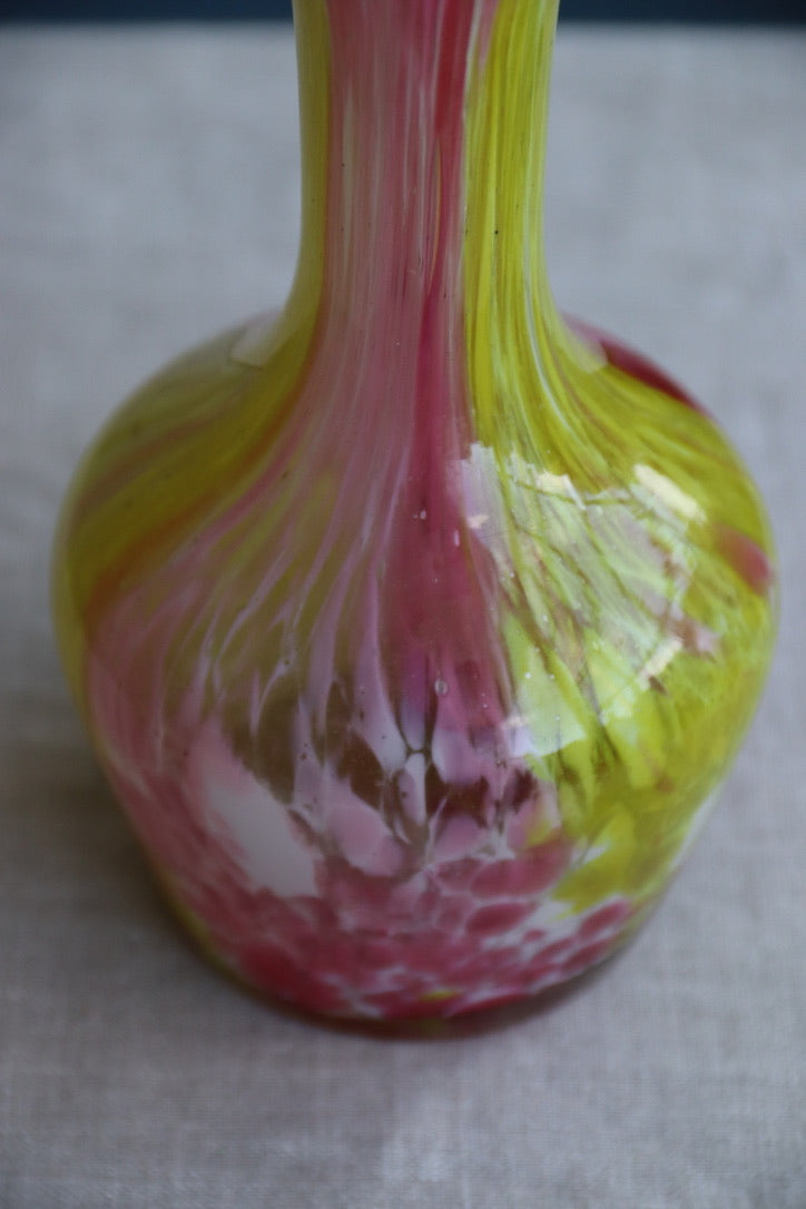 Hand Blown glass pink and yellow vase