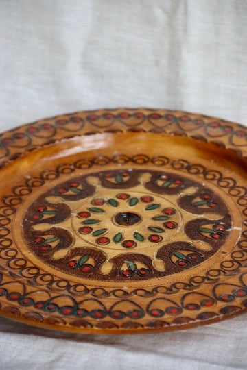 Vintage Wooden Painted Wall Plate