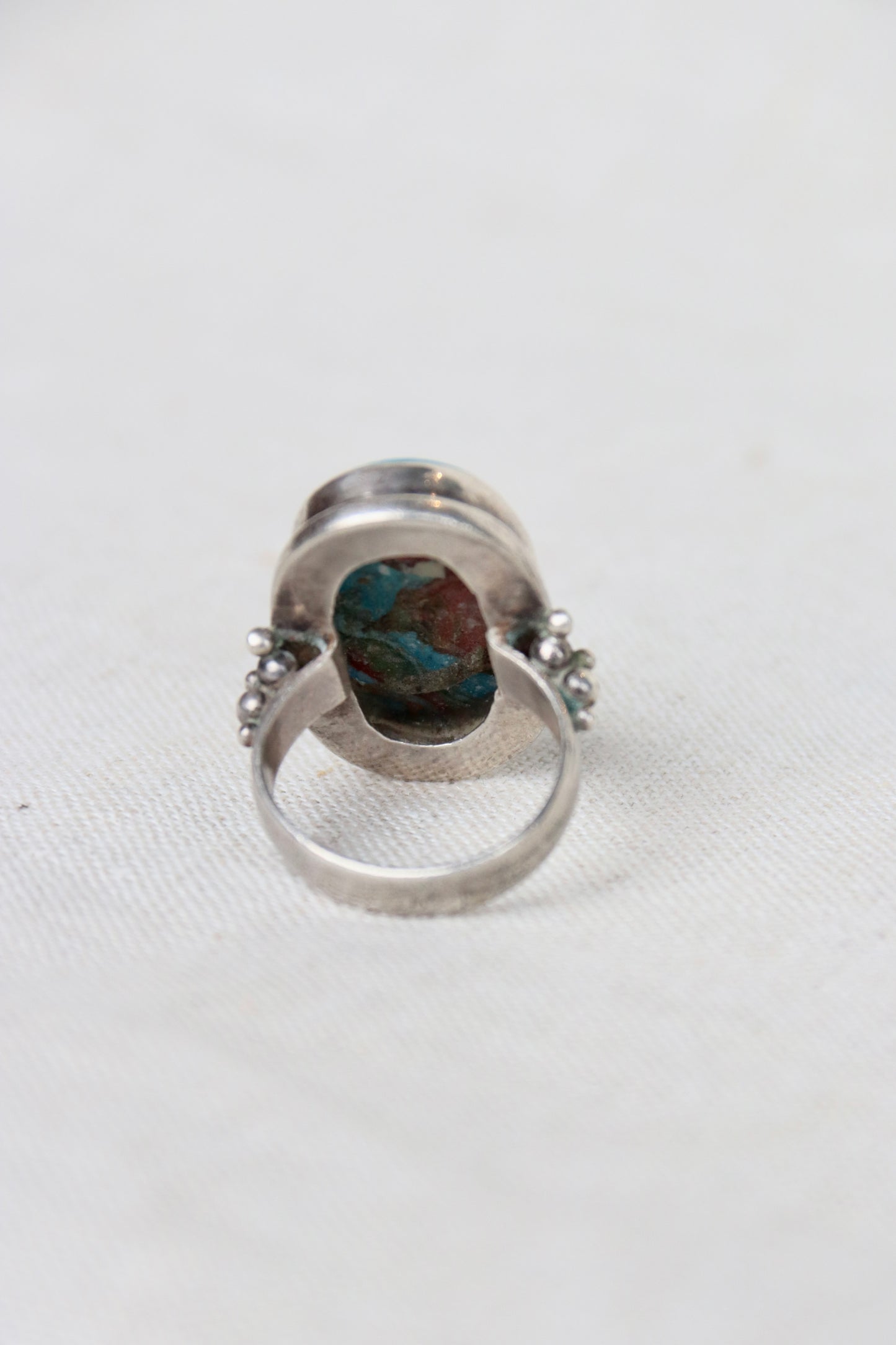 Sterling Silver Rainbow Calsilica ring