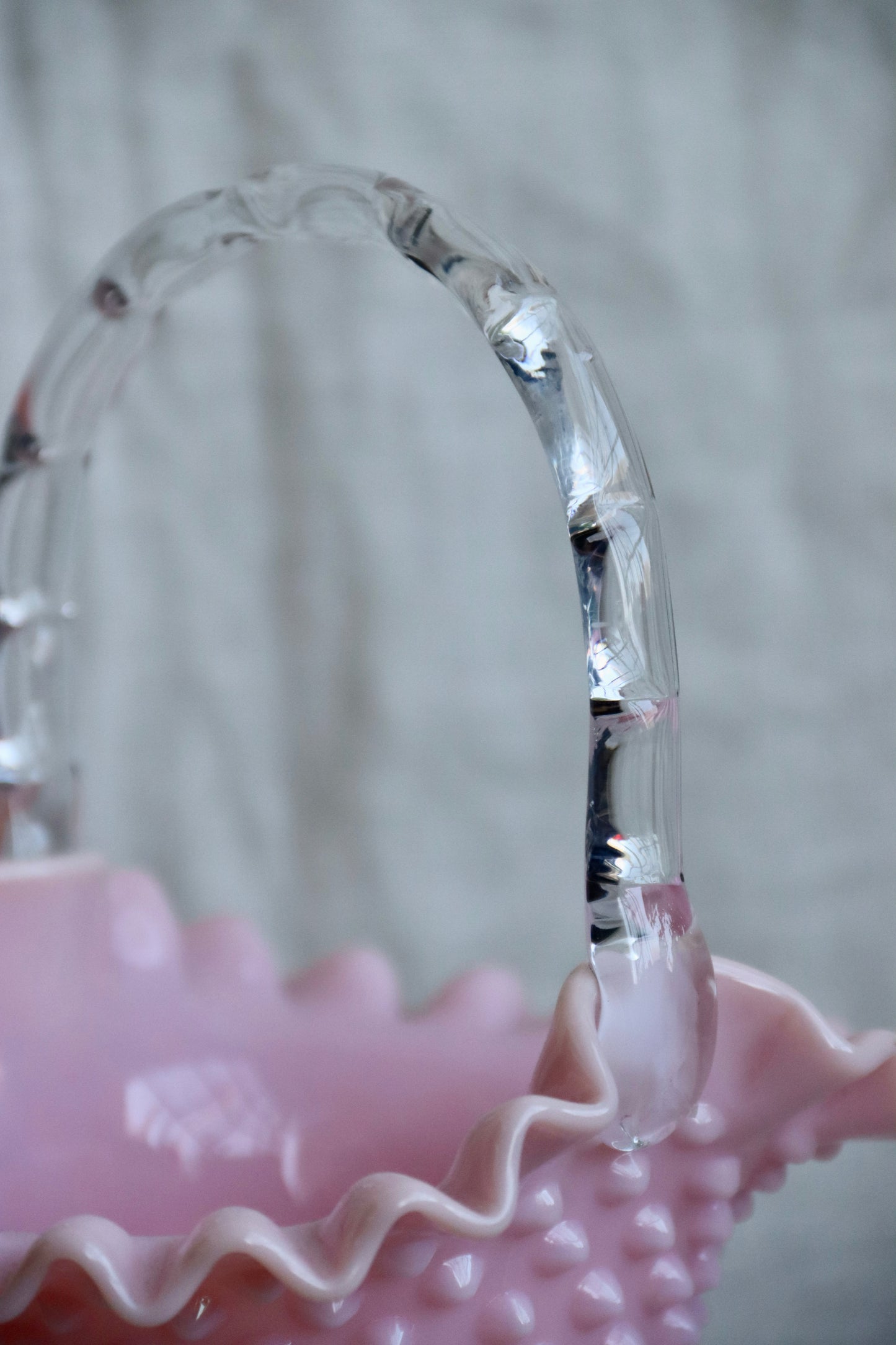 Fenton Pink Bumpy Glass Basket