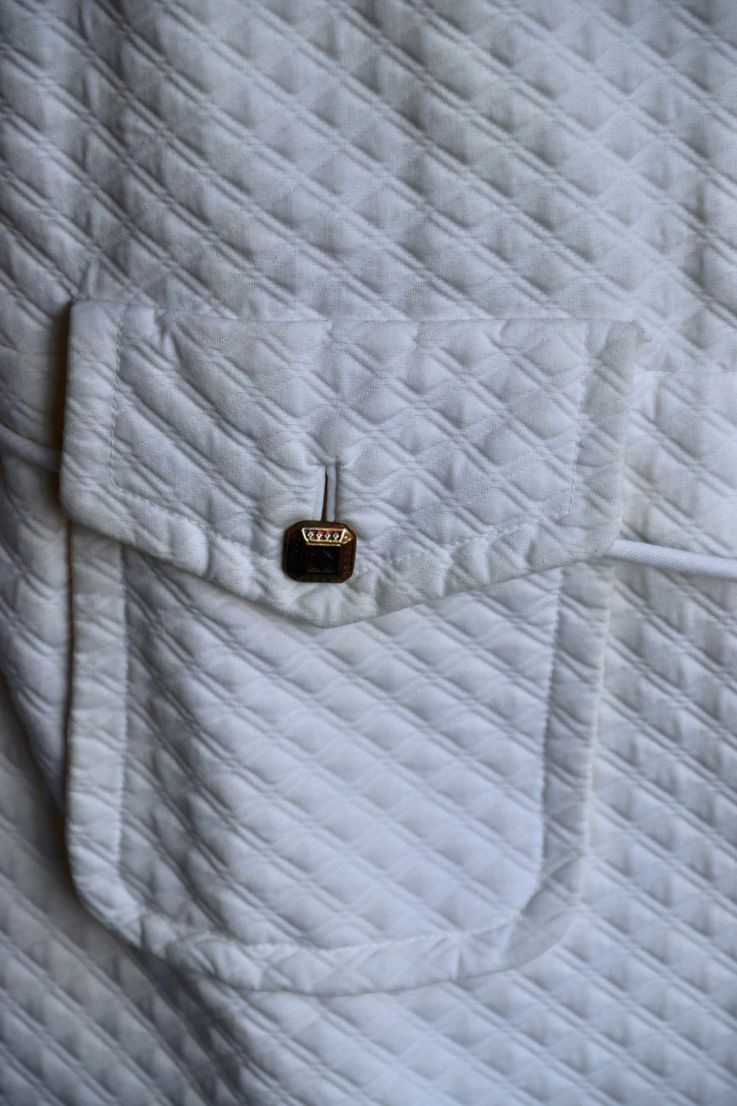 Vintage White Dress with Gold Buttons