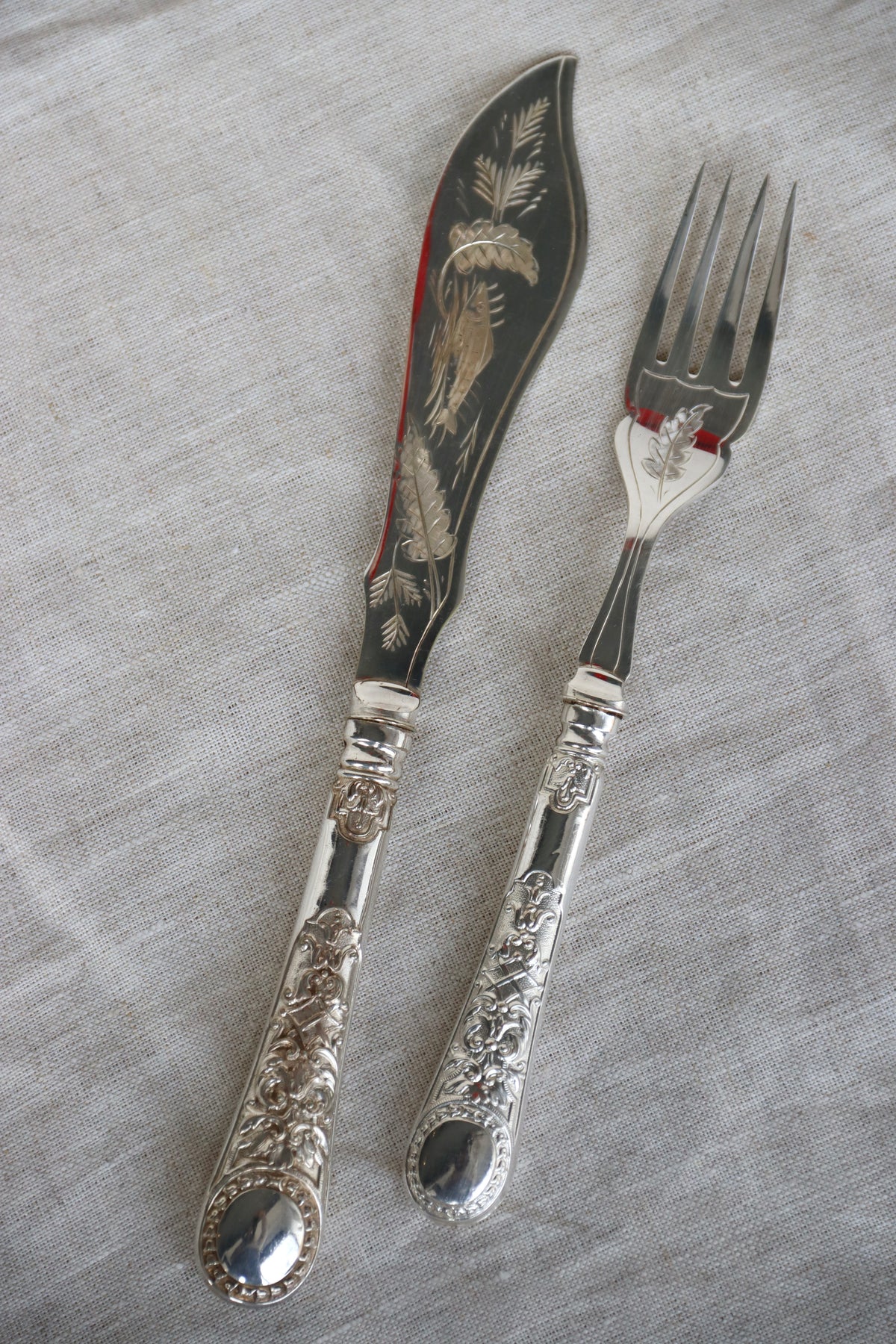 Antique Philip Ashberry Silverplate Fish Set