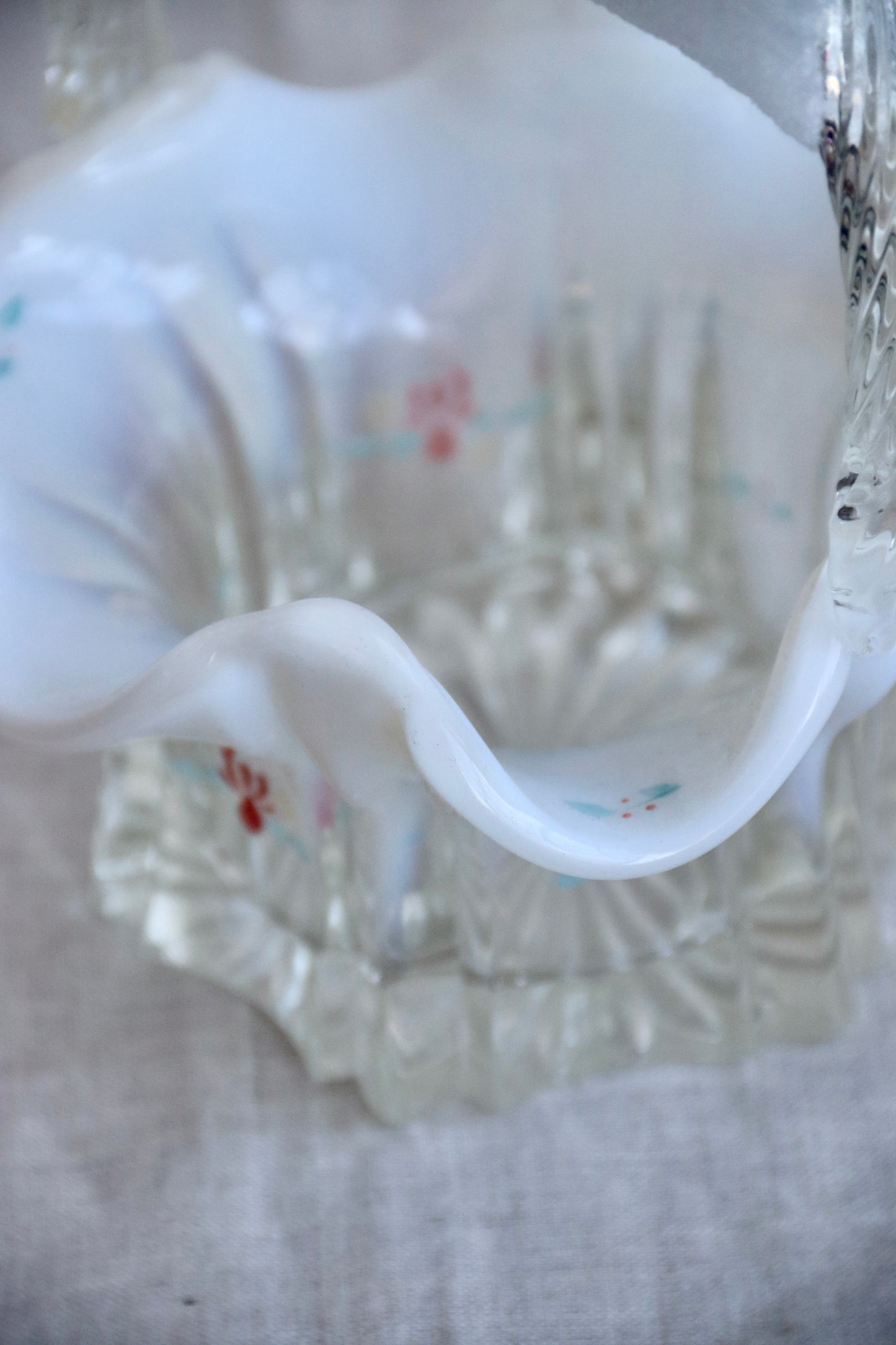 Hand Painted Iridescent Glass Basket