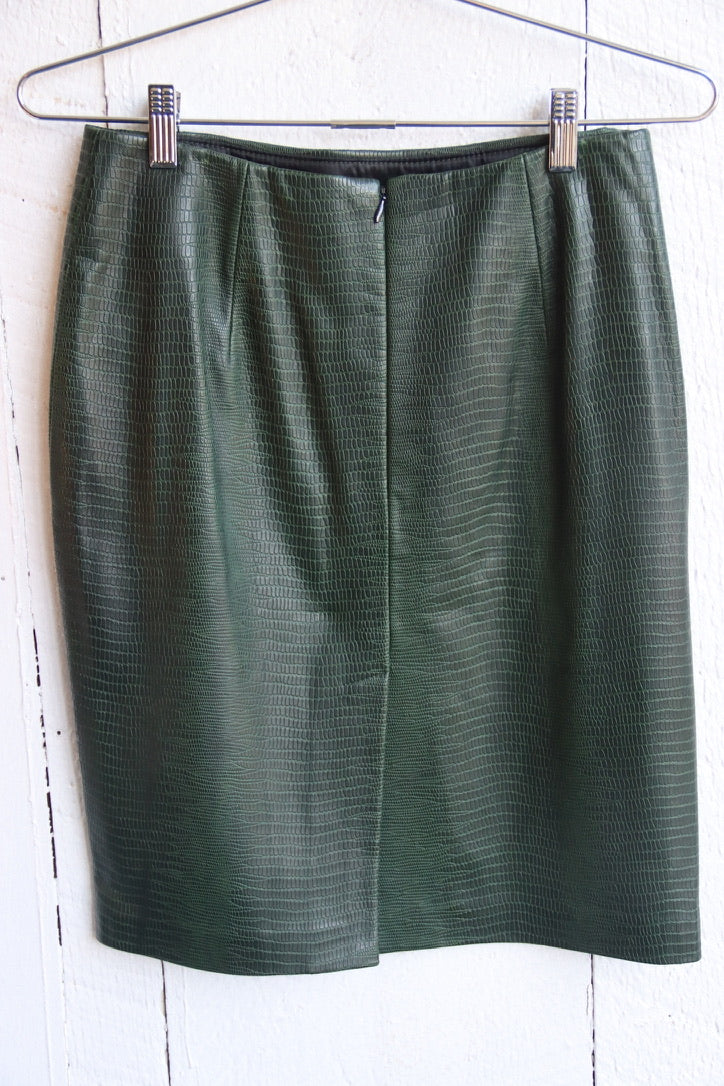 Milenti Green Leather Skirt - NWT