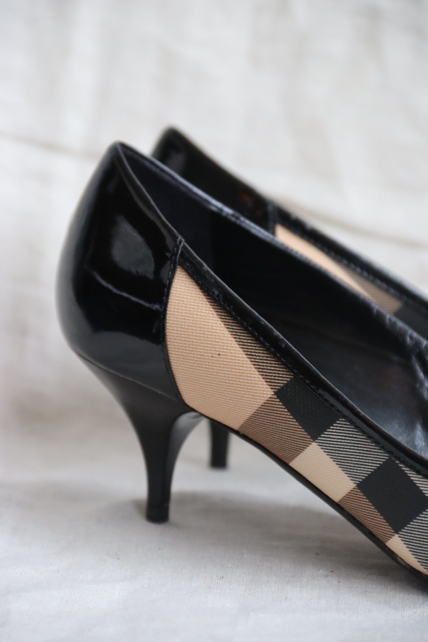 Burberry Black Patent Leather Heels - as is