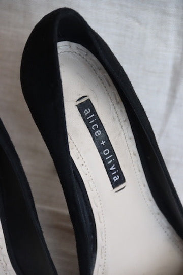 Alice + Olivia Black Suede D'Orsay Heels - 10