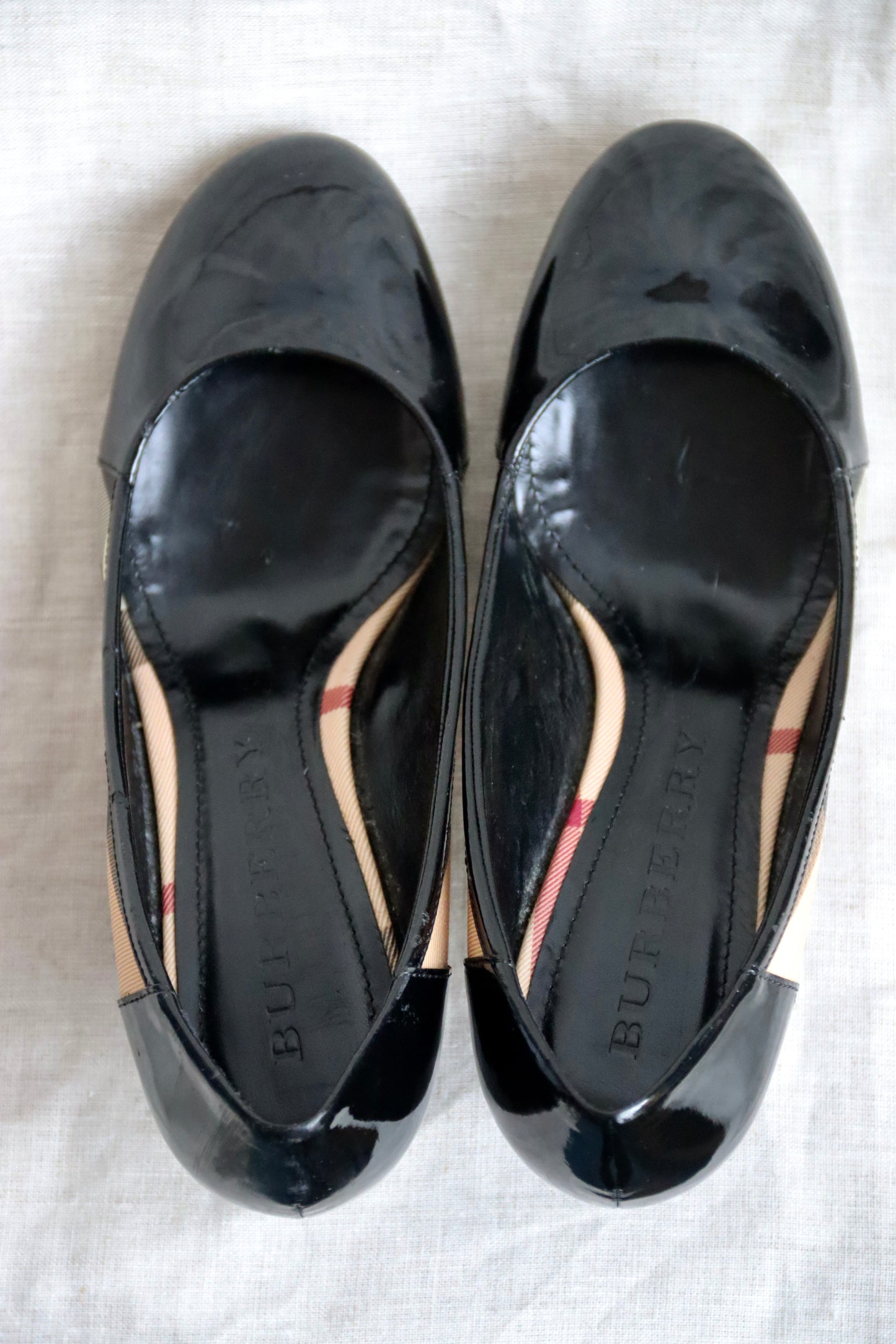 Burberry Black Patent Leather Heels - as is