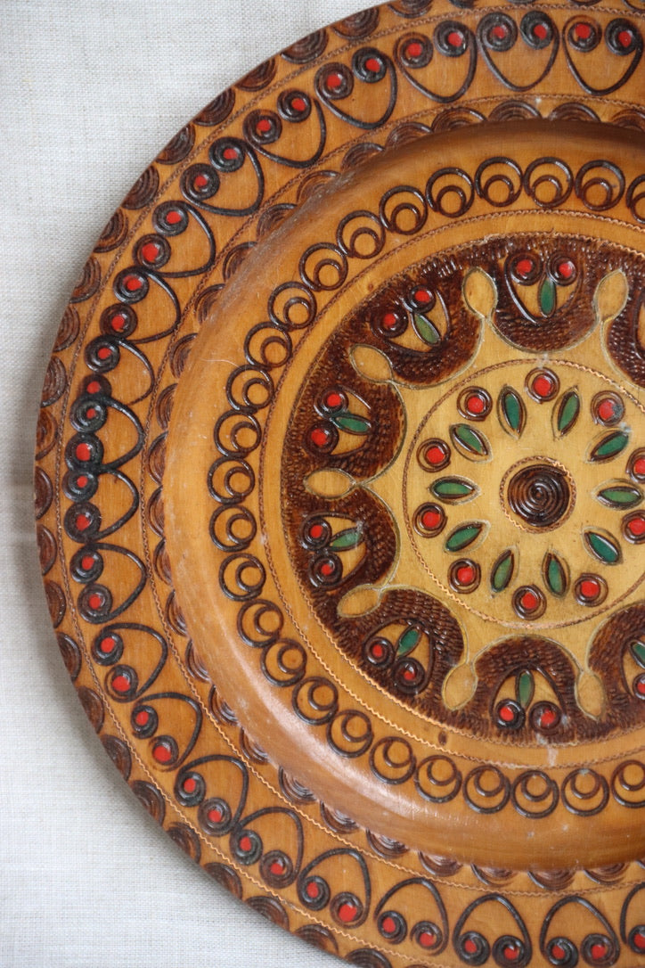 Vintage Wooden Painted Wall Plate