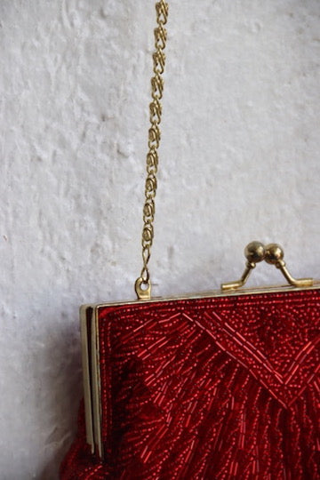 Vintage La Regale Red Beaded Purse