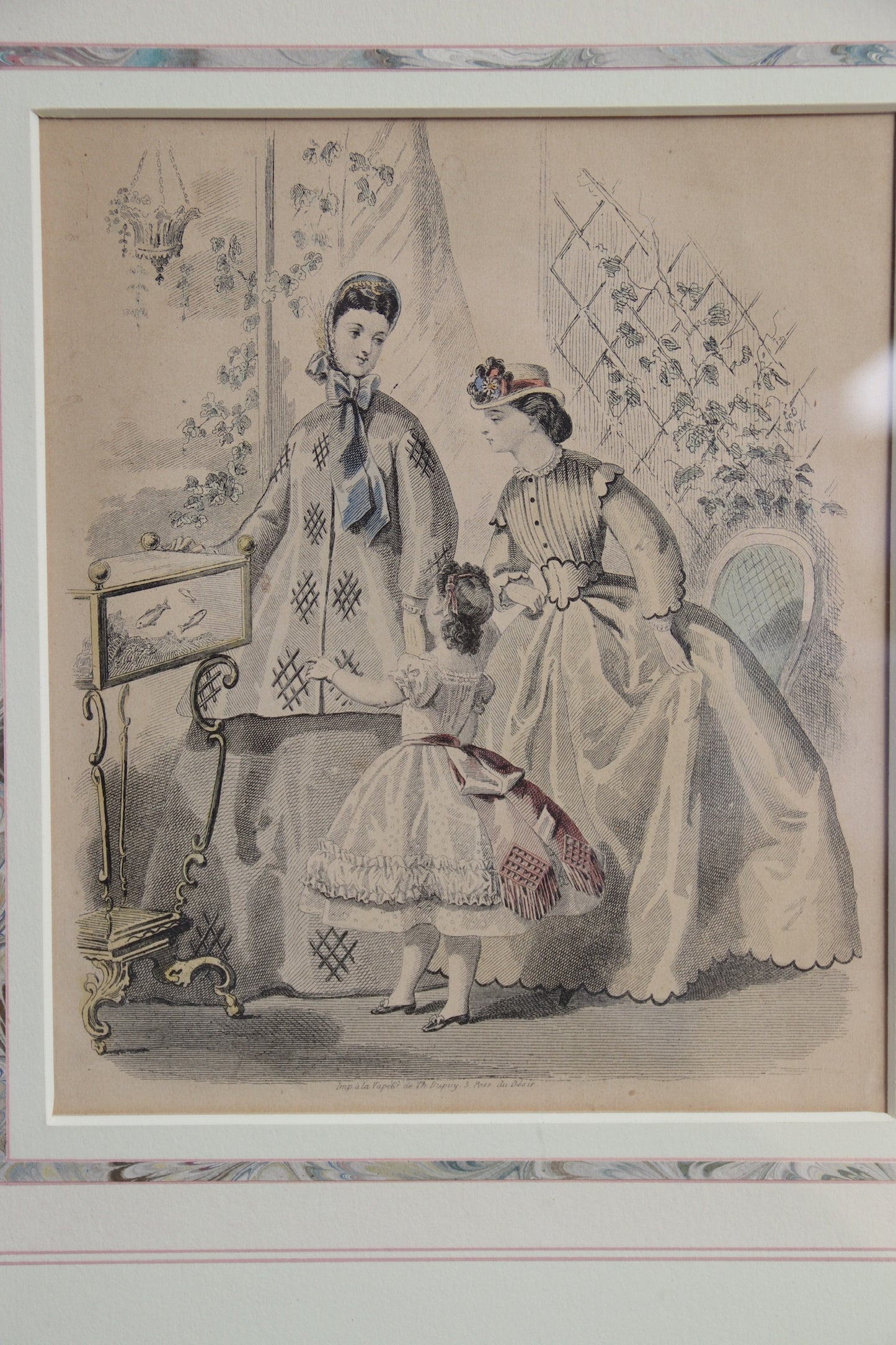 Set of Two Framed Fashion Prints with Hand Drawn Mattes