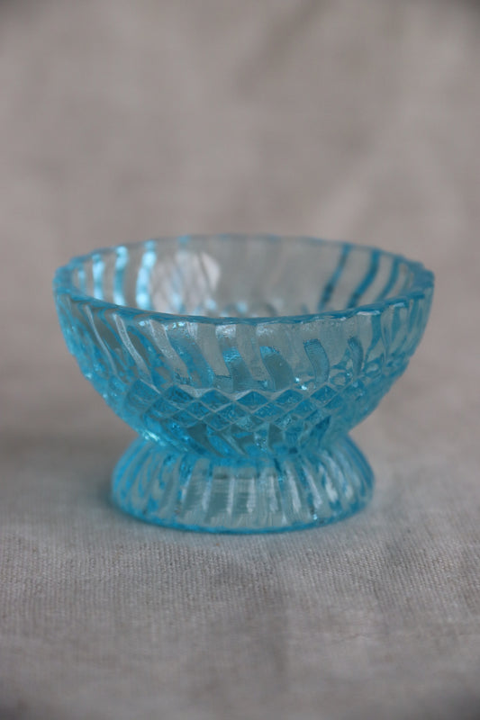 Miniature Blue Glass Salt Cellar
