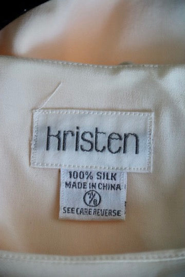 Vintage 80s Kristen Cream Silk Dress