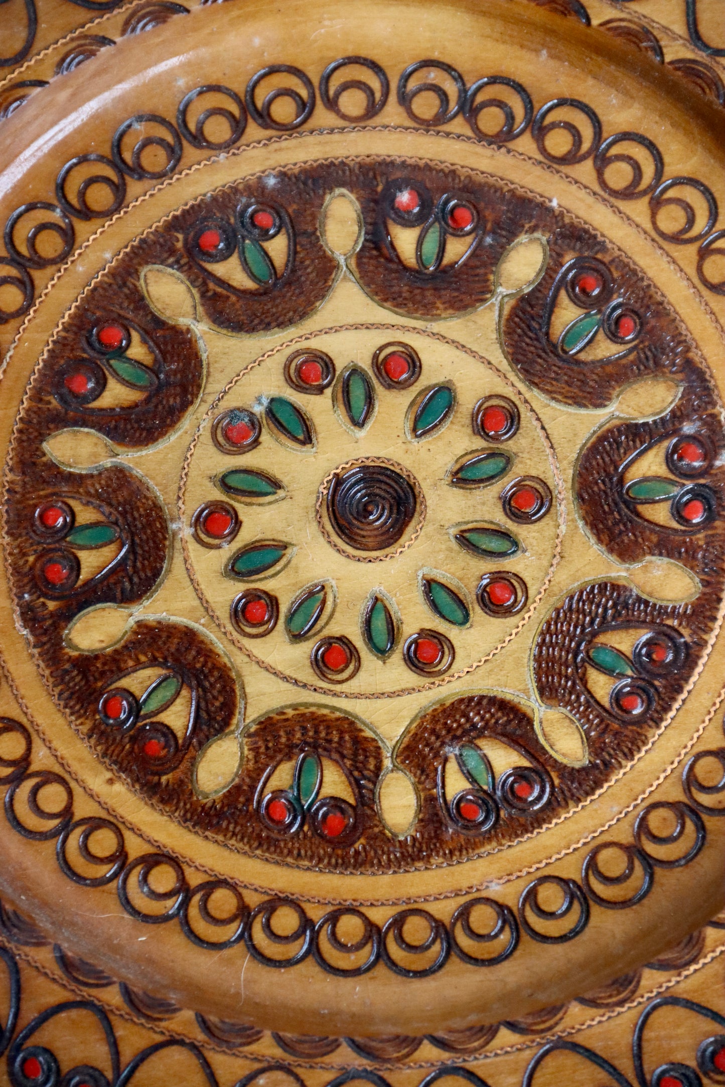 Vintage Wooden Painted Wall Plate