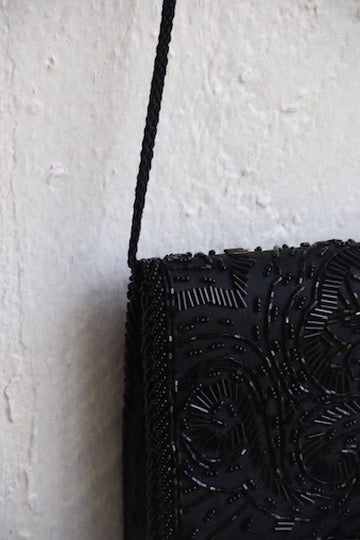 Vintage La Regale Handmade Black Beaded Purse