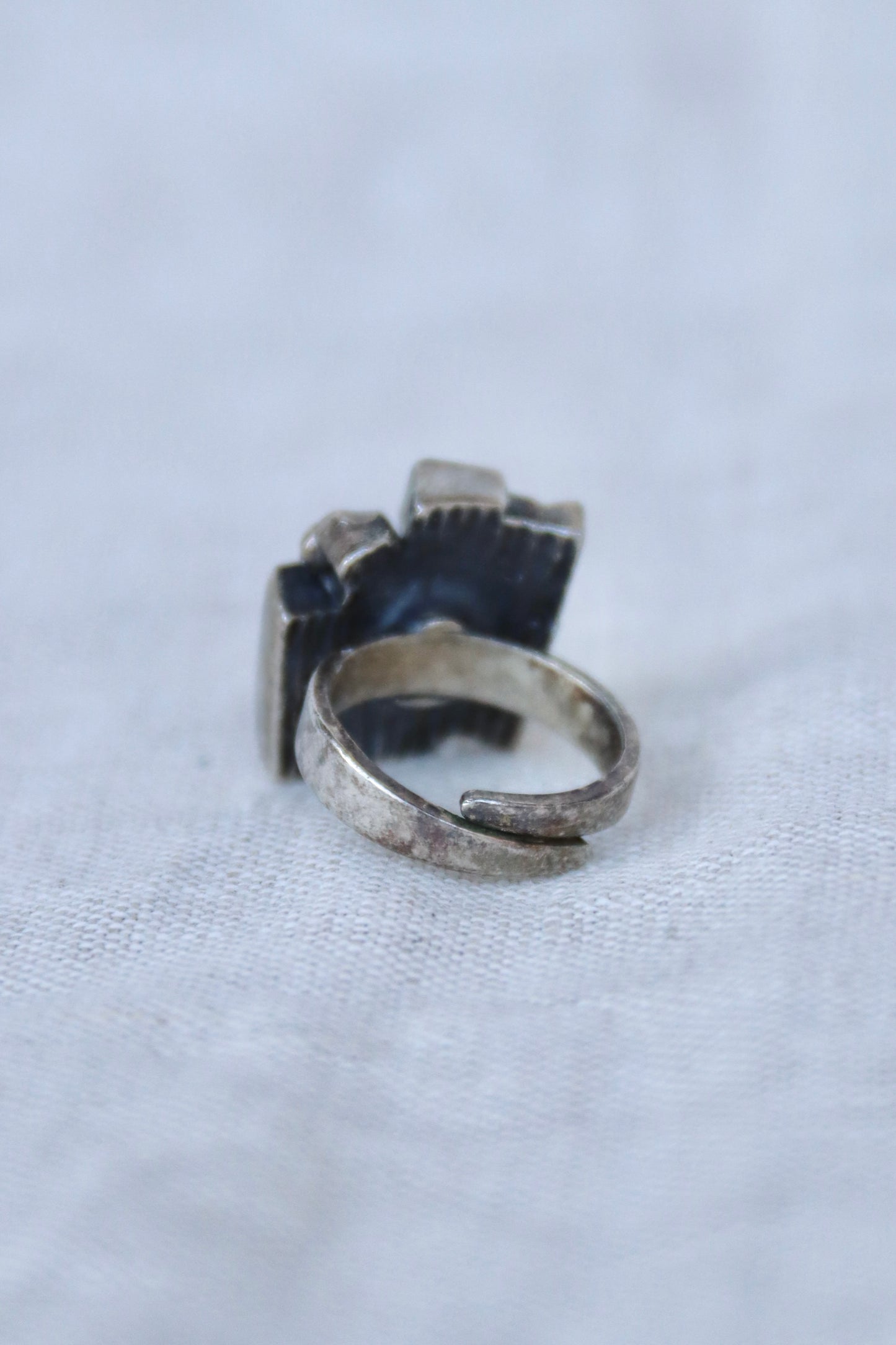 Sterling Silver Brutalist Adjustable Ring