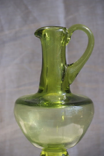 Green Glass Decanter - as is