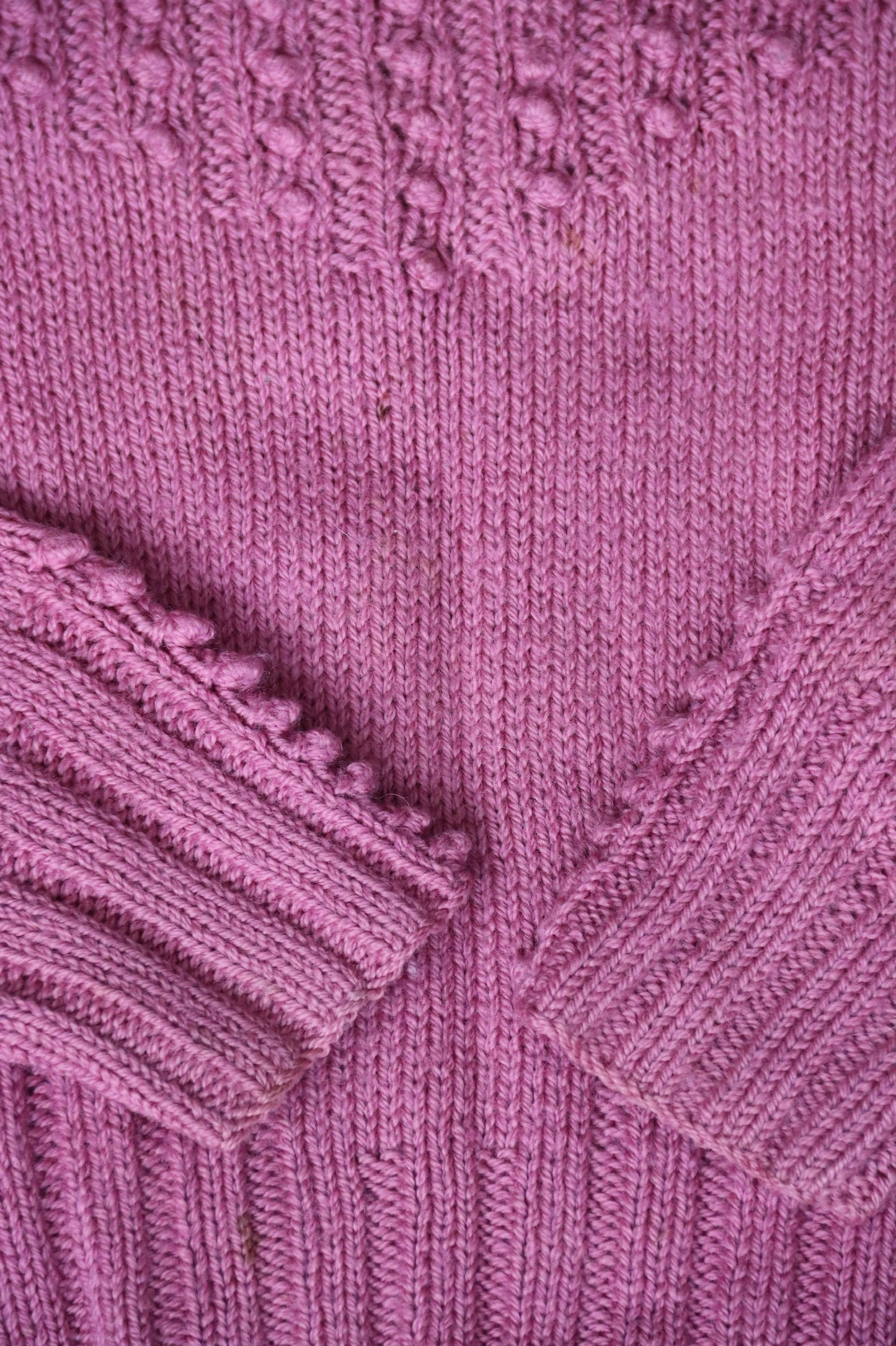70s Hand Knit Pink Sweater with Buttons
