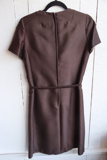 Vintage 1960s Richard Frontman Chocolate Brown Dress and Coat Set