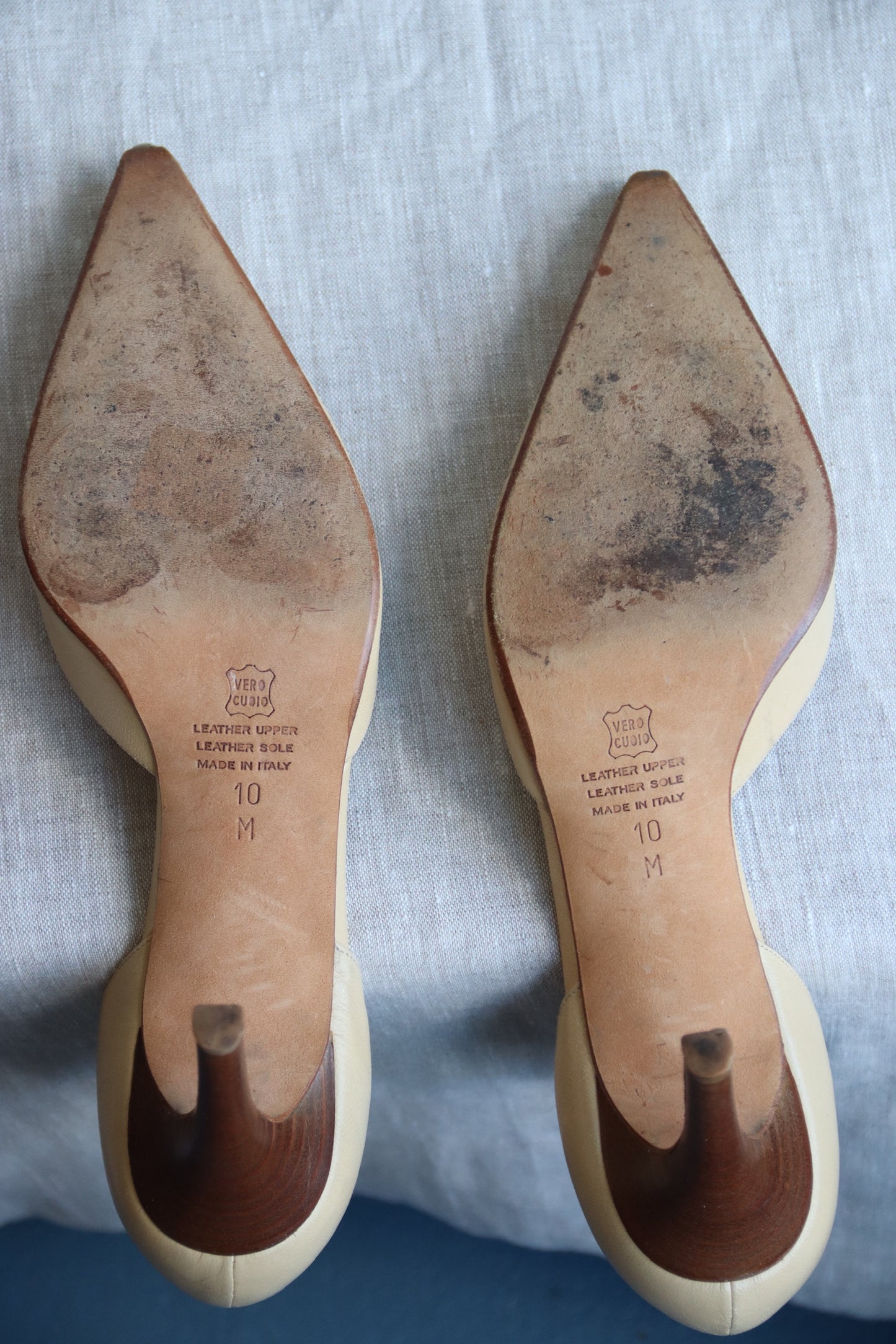 Enrico Cuini Leather Studded Beige Heels