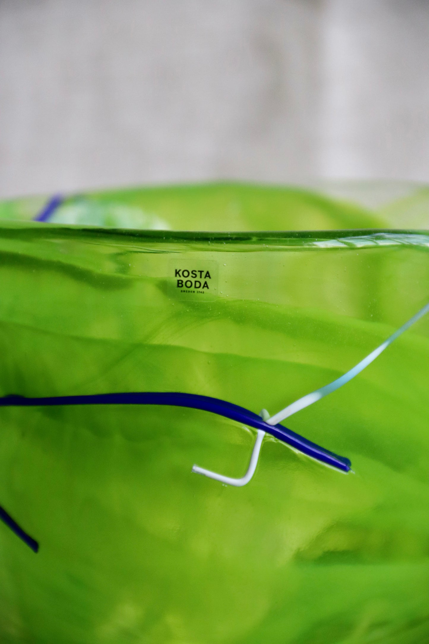 Anna Ehrner "Contrast Lime" Vase For Kosta Boda