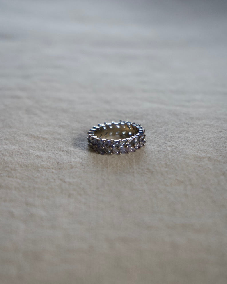 Sterling Silver Tanzanite Double Row Eternity Band