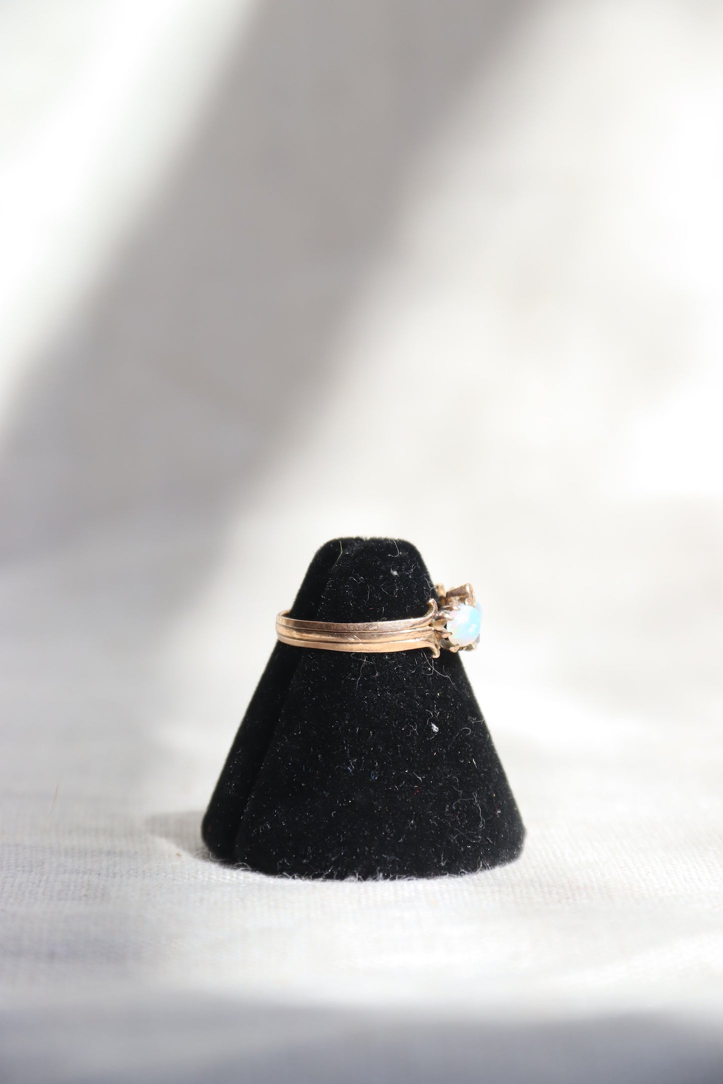 Antique 14K Gold Opal and Diamond Ring - as is