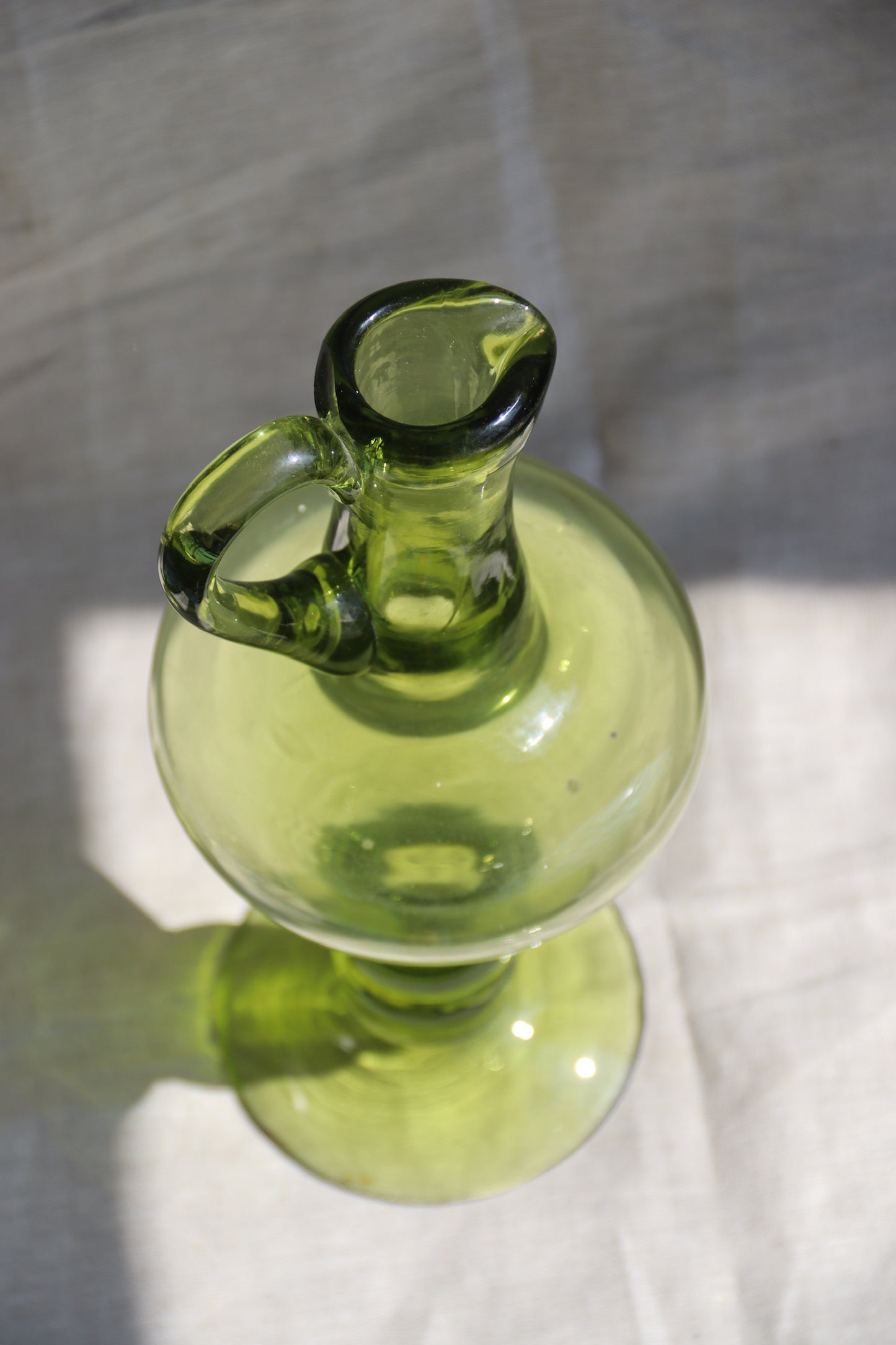 Green Glass Decanter - as is