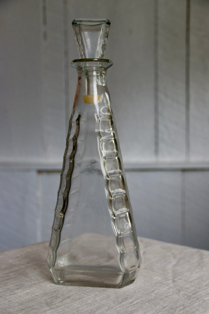 Clear "Dented" Triangular Bottle with Stopper