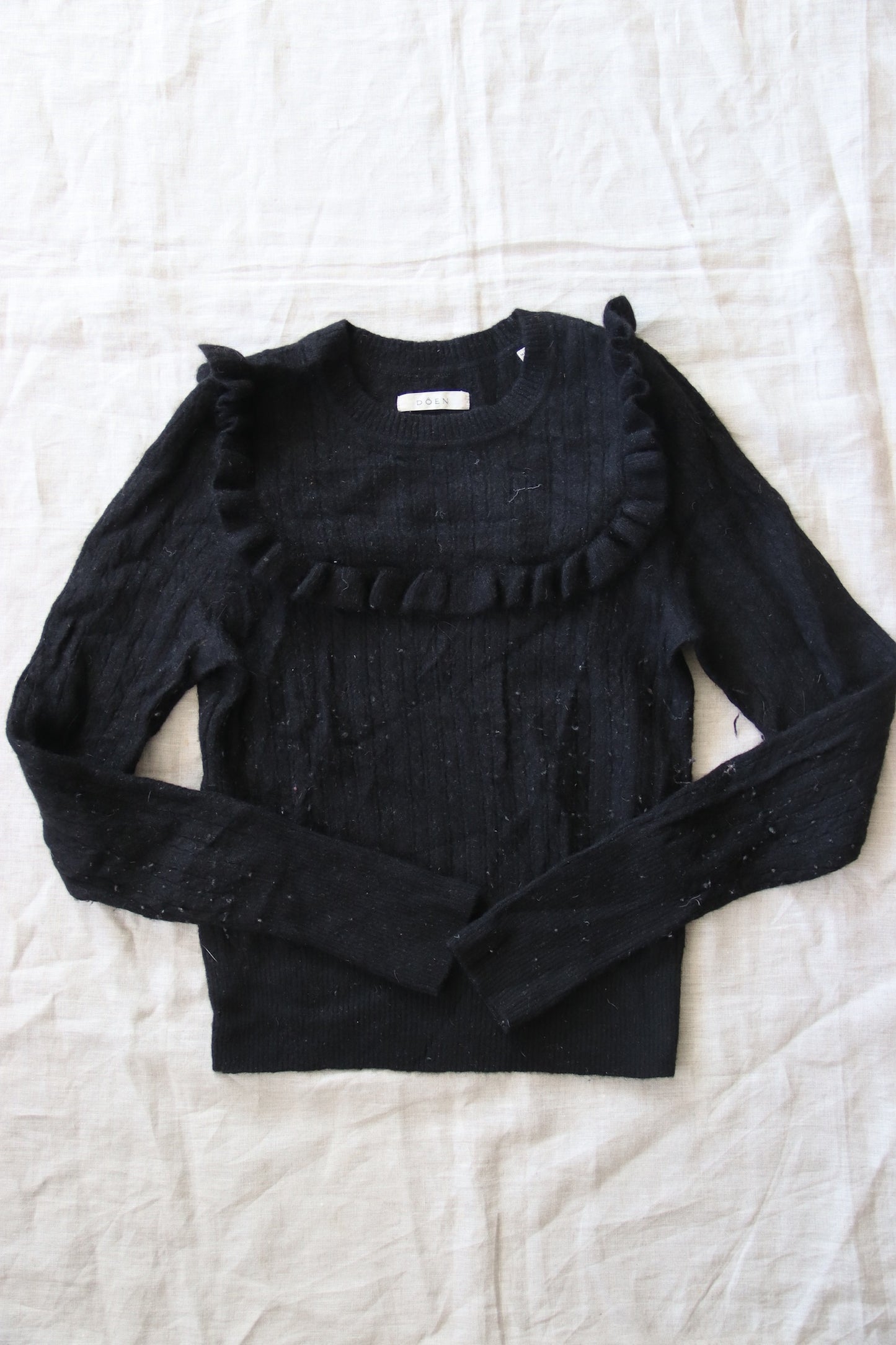 Doen Black Ruffled Sweater