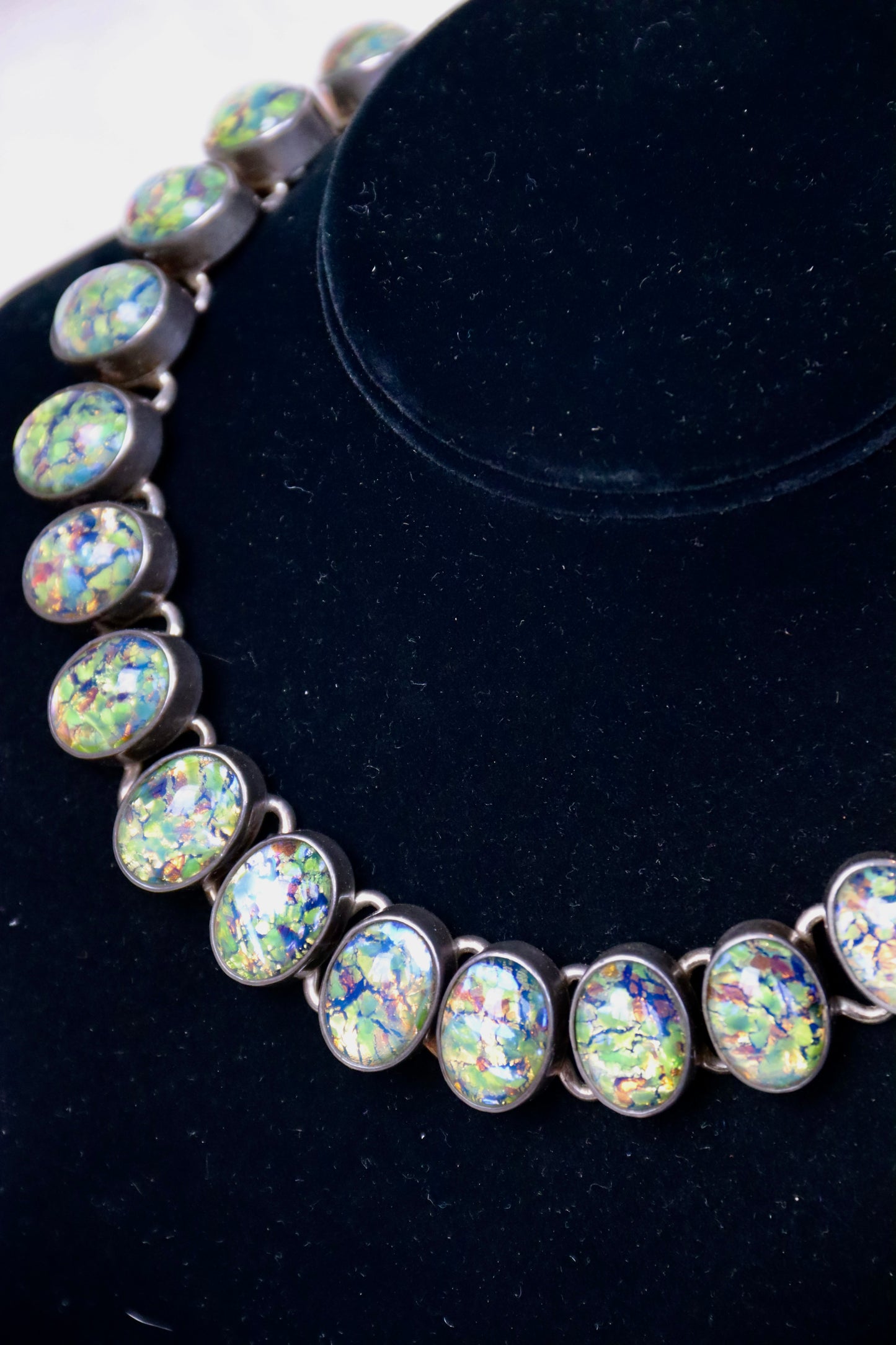 Vintage Dichroic Glass Cabochon Necklace
