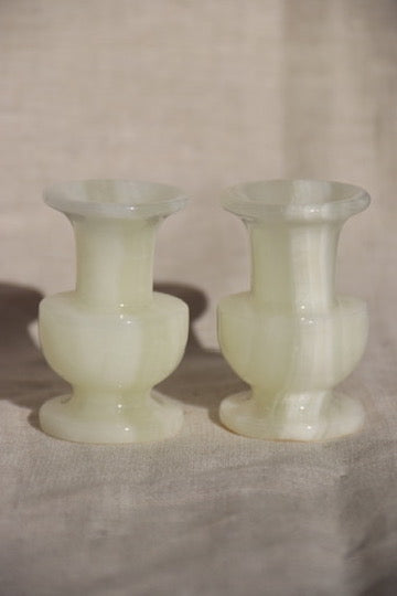Pair of Vintage Natural Onyx Candlesticks