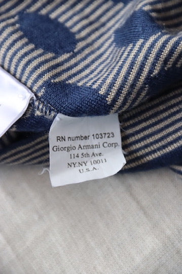 Armani Blue and Grey Polka Dot Silk and Cashmere Short Sleeve Sweater