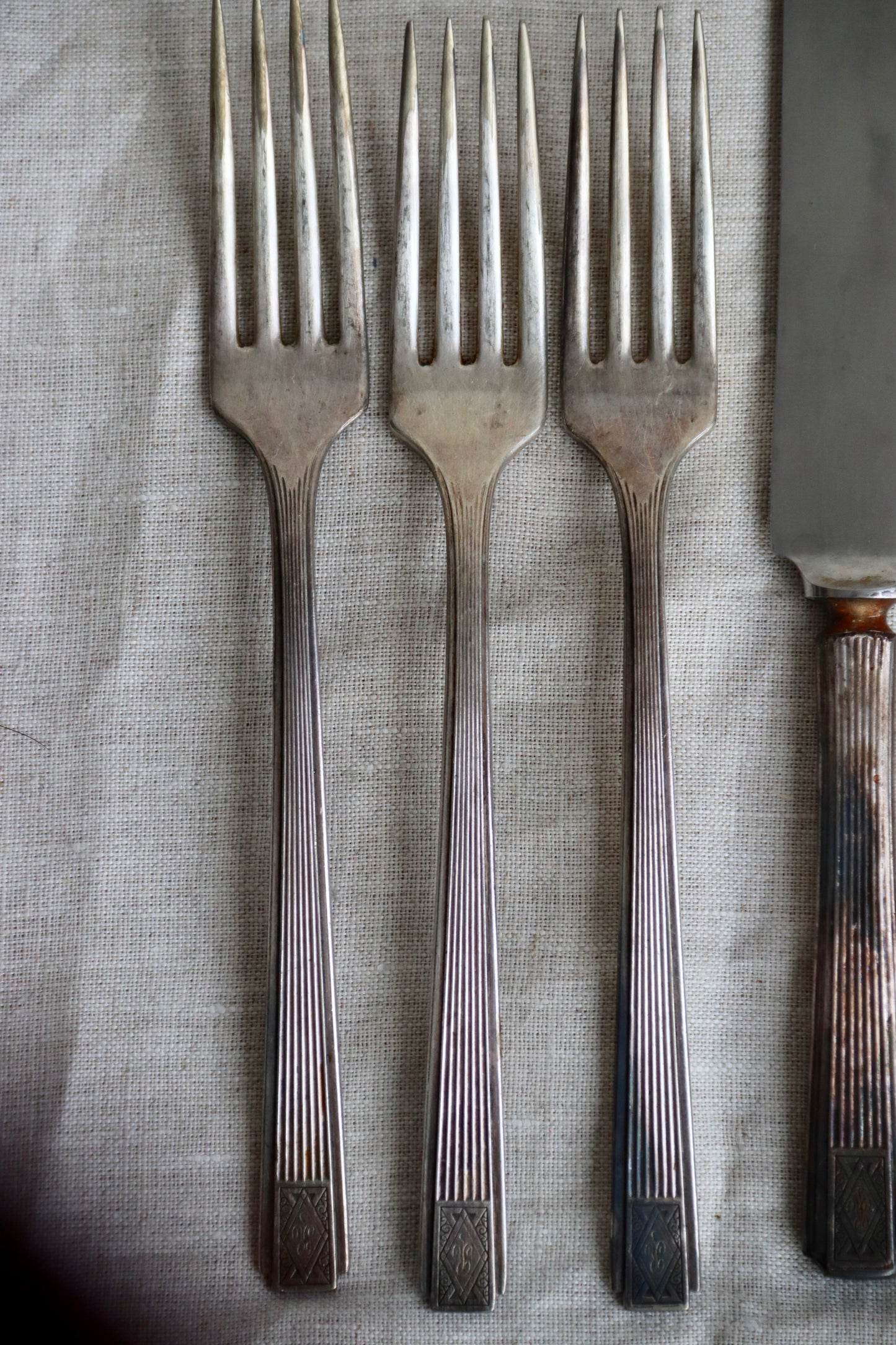 10 Piece Set of Art Deco Silverware