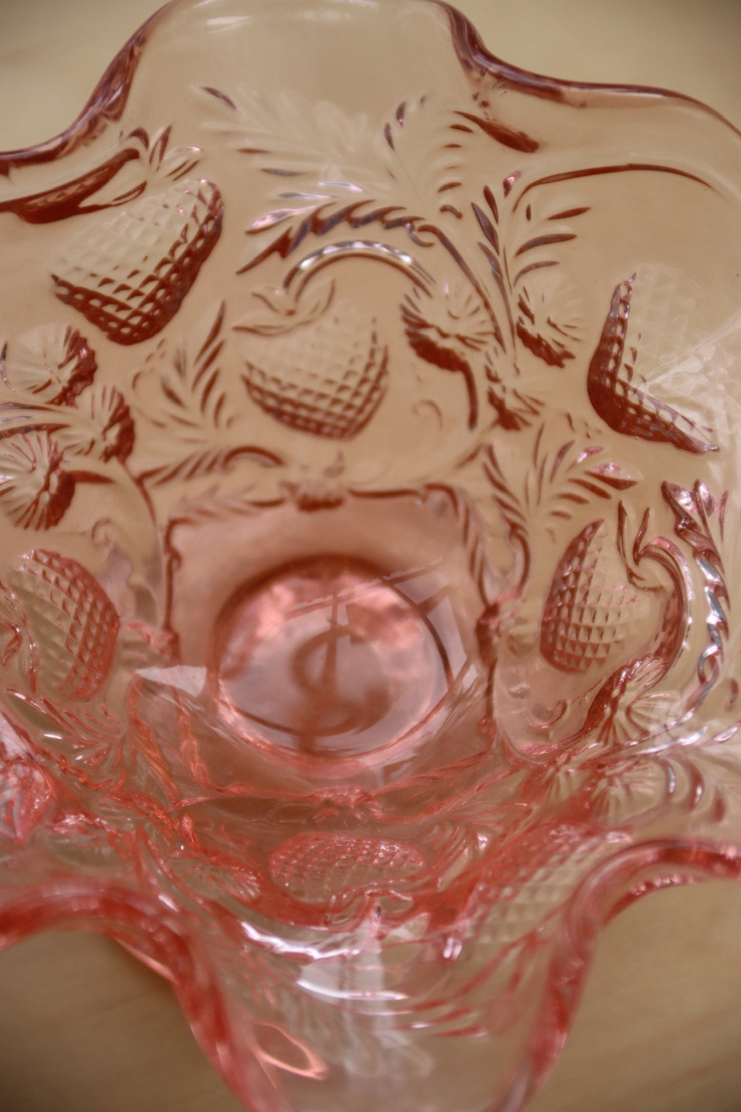 Fenton Strawberry Motif Glass Compote