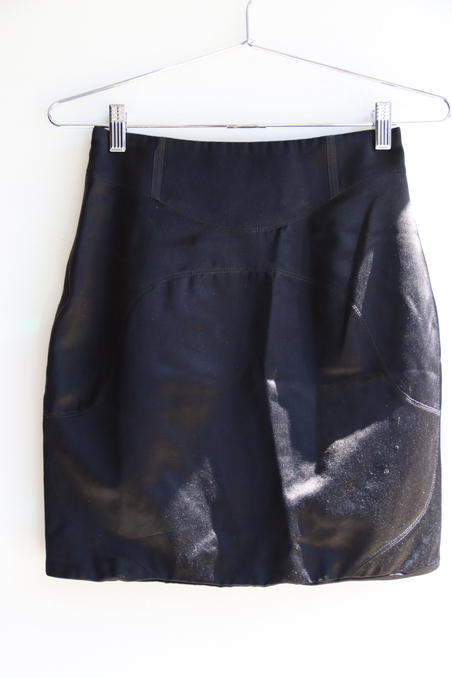 Costume National Black Satin Mini Skirt