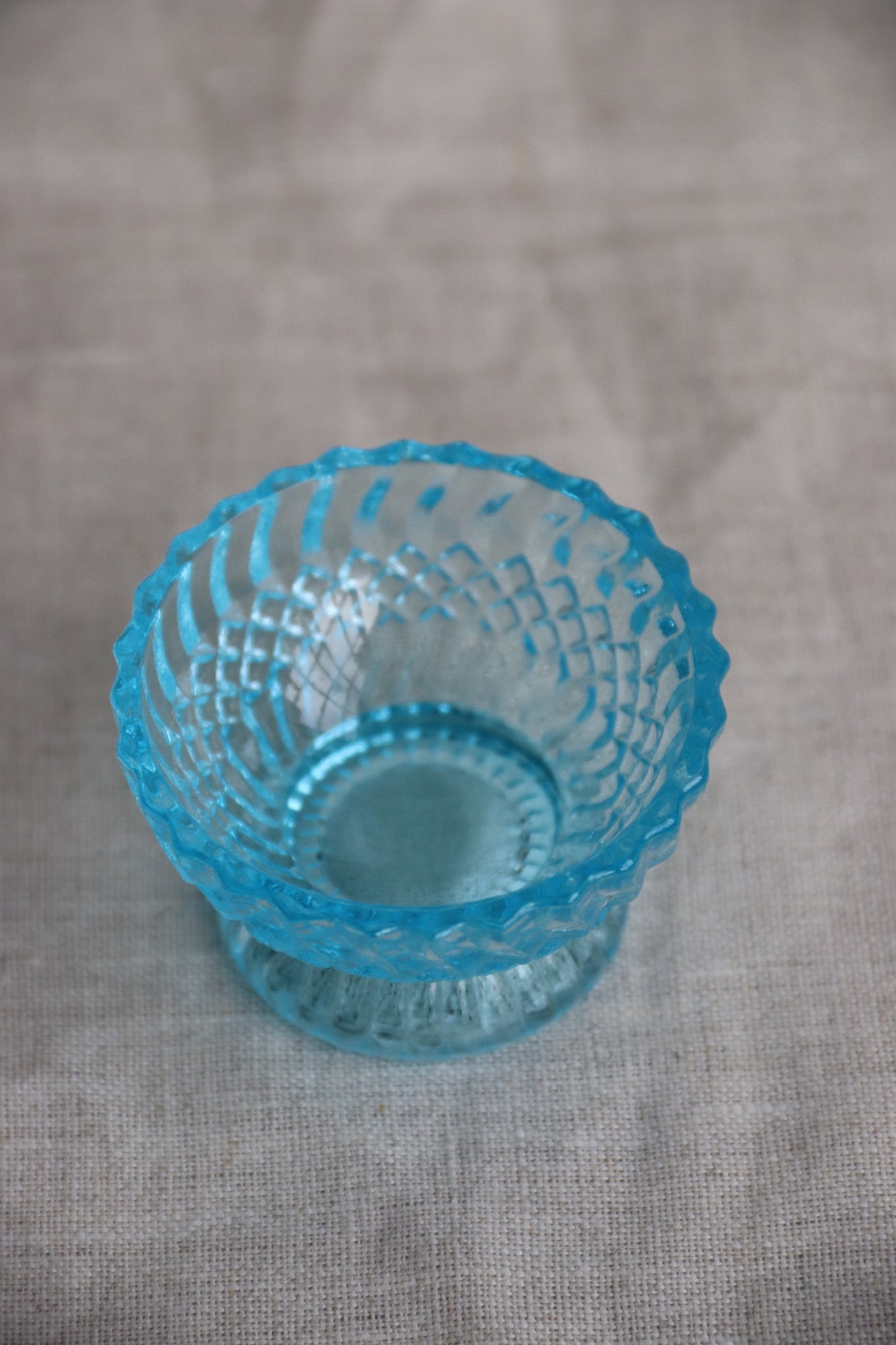 Miniature Blue Glass Salt Cellar