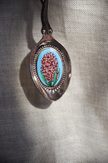 Set of Three Dutch Sterling Enamel Flower Spoons