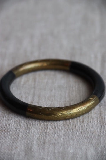 Bone Bangle with Brass Plating