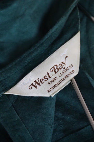 Vintage West Bay Saks Fifth Avenue Green Suede Leather Top with Shoulder Pads