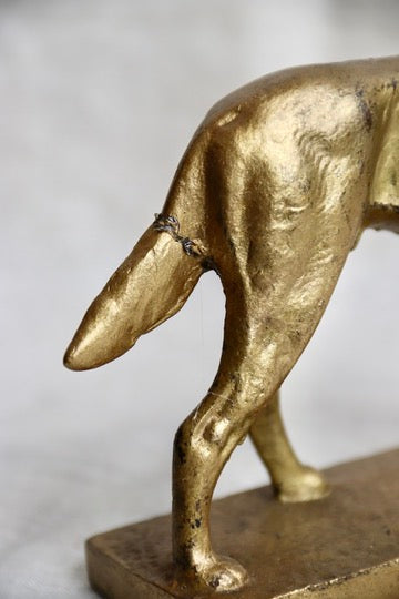 Gold Dog Sculpture - as is