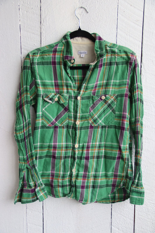 Steven Alan Green Plaid Button Down Shirt