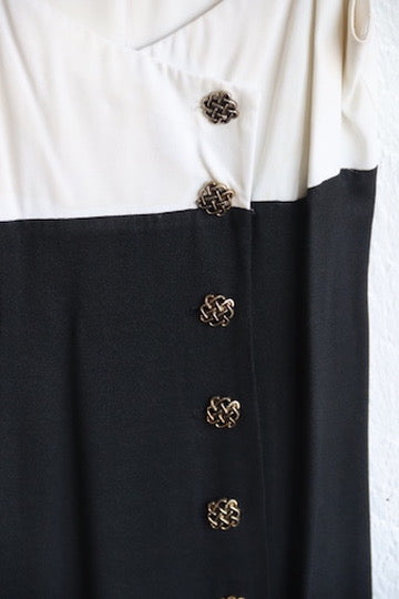 Vintage 90s Virgo II Black and White Dress with Gold Straps