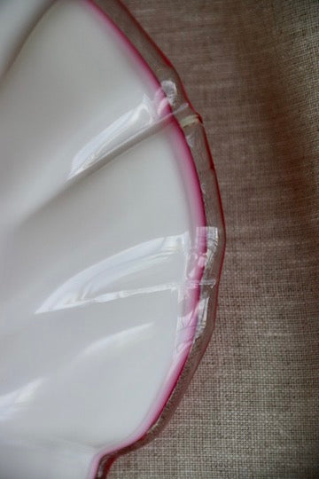 Fenton "Peach Crest" Pink Shell Shaped Glass Dish